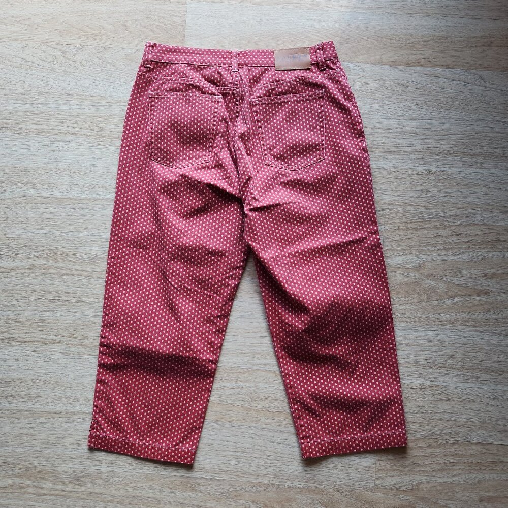 Vintage Lauren Ralph Lauren Polka Dot Red White Denim Crop Pants Pocket Cotton - Picture 5 of 7